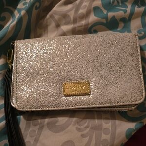 Betsey Johnson Silver Wallet with Gold Accents